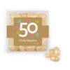 Personalized Milestones 50th Birthday Confetti JUST CANDY® favor cube with Jelly Belly Jelly Beans
