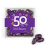 Personalized Milestones 50th Birthday Confetti JUST CANDY® favor cube with Jelly Belly Jelly Beans