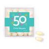 Personalized Milestones 50th Birthday Confetti JUST CANDY® favor cube with Jelly Belly Jelly Beans
