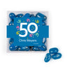Personalized Milestones 50th Birthday Confetti JUST CANDY® favor cube with Jelly Belly Jelly Beans