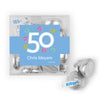 Personalized Milestone 50th Birthday Confetti JUST CANDY® favor cube with Hershey's Kisses