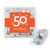 Personalized Milestone 50th Birthday Confetti JUST CANDY® favor cube with Hershey's Kisses
