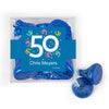 Personalized Milestone 50th Birthday Confetti JUST CANDY® favor cube with Hershey's Kisses