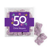 Personalized Milestones 50th Birthday Confetti JUST CANDY favor cube with Sugar Sanded Gummy Bears