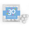 Personalized Milestone 30th Birthday Confetti JUST CANDY® favor cube with Just Candy Milk Chocolate Minis