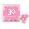 Personalized Milestone 30th Birthday Confetti JUST CANDY® favor cube with Just Candy Milk Chocolate Minis