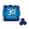 Personalized Milestone 30th Birthday Confetti JUST CANDY® favor cube with Just Candy Milk Chocolate Minis
