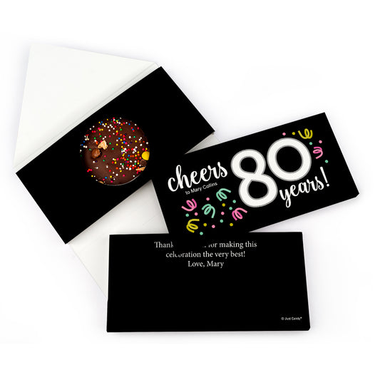Personalized Birthday Milestone Eighty Confetti Gourmet Infused Belgian Chocolate Bars (3.5oz)