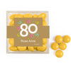 Personalized Milestone 80th Birthday Confetti JUST CANDY® favor cube with Just Candy Milk Chocolate Minis