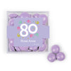 Personalized Milestone 80th Birthday Confetti JUST CANDY® favor cube with Just Candy Milk Chocolate Minis