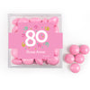Personalized Milestone 80th Birthday Confetti JUST CANDY® favor cube with Just Candy Milk Chocolate Minis
