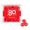 Personalized Milestone 80th Birthday Confetti JUST CANDY® favor cube with Just Candy Milk Chocolate Minis