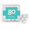 Personalized Milestone 80th Birthday Confetti JUST CANDY® favor cube with Just Candy Milk Chocolate Minis
