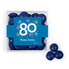 Personalized Milestone 80th Birthday Confetti JUST CANDY® favor cube with Just Candy Milk Chocolate Minis