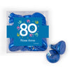 Personalized Milestone 80th Birthday Confetti JUST CANDY® favor cube with Hershey's Kisses