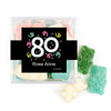 Personalized Milestones 80th Birthday Confetti JUST CANDY® favor cube with Sugar Sanded Gummy Bears
