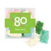 Personalized Milestones 80th Birthday Confetti JUST CANDY® favor cube with Sugar Sanded Gummy Bears