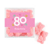 Personalized Milestones 80th Birthday Confetti JUST CANDY® favor cube with Sugar Sanded Gummy Bears