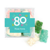 Personalized Milestones 80th Birthday Confetti JUST CANDY® favor cube with Sugar Sanded Gummy Bears