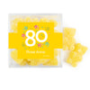 Personalized Milestones 80th Birthday Confetti JUST CANDY® favor cube with Sugar Sanded Gummy Bears