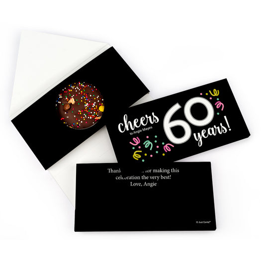 Personalized Birthday Milestone Sixty Confetti Gourmet Infused Belgian Chocolate Bars (3.5oz)