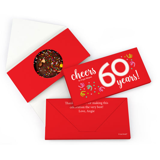 Personalized Birthday Milestone Sixty Confetti Gourmet Infused Belgian Chocolate Bars (3.5oz)