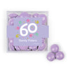 Personalized Milestone 60th Birthday Confetti JUST CANDY® favor cube with Just Candy Milk Chocolate Minis