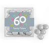 Personalized Milestone 60th Birthday Confetti JUST CANDY® favor cube with Just Candy Milk Chocolate Minis