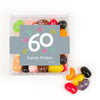 Personalized Milestones 60th Birthday Confetti JUST CANDY® favor cube with Jelly Belly Jelly Beans