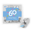 Personalized Milestone 60th Birthday Confetti JUST CANDY® favor cube with Hershey's Kisses