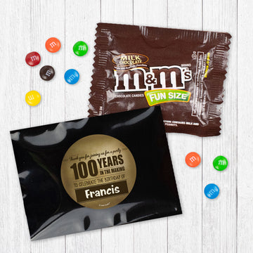 Personalized 100th Milestone Birthday 100 Years in the Making Candy Favor Bag - M&Ms or Skittles