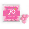 Personalized Milestone 70th Birthday Confetti JUST CANDY® favor cube with Just Candy Milk Chocolate Minis