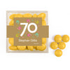 Personalized Milestone 70th Birthday Confetti JUST CANDY® favor cube with Just Candy Milk Chocolate Minis