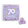 Personalized Milestone 70th Birthday Confetti JUST CANDY® favor cube with Just Candy Milk Chocolate Minis
