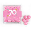 Personalized Milestone 70th Birthday Confetti JUST CANDY® favor cube with Just Candy Milk Chocolate Minis