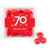 Personalized Milestone 70th Birthday Confetti JUST CANDY® favor cube with Just Candy Milk Chocolate Minis