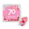 Personalized Milestone 70th Birthday Confetti JUST CANDY® favor cube with Hershey's Kisses