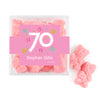 Personalized Milestones 70th Birthday Confetti JUST CANDY® favor cube with Sugar Sanded Gummy Bears