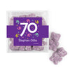 Personalized Milestones 70th Birthday Confetti JUST CANDY® favor cube with Sugar Sanded Gummy Bears