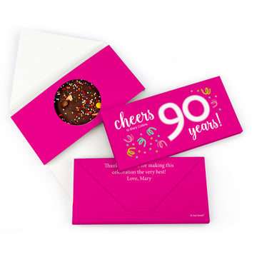 Personalized Birthday Milestone Ninety Confetti Gourmet Infused Belgian Chocolate Bars (3.5oz)