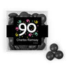 Personalized Milestone 90th Birthday Confetti JUST CANDY® favor cube with Just Candy Milk Chocolate Minis