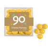 Personalized Milestone 90th Birthday Confetti JUST CANDY® favor cube with Just Candy Milk Chocolate Minis