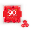 Personalized Milestone 90th Birthday Confetti JUST CANDY® favor cube with Just Candy Milk Chocolate Minis
