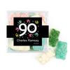 Personalized Milestones 90th Birthday Confetti JUST CANDY® favor cube with Sugar Sanded Gummy Bears
