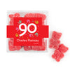 Personalized Milestones 90th Birthday Confetti JUST CANDY® favor cube with Sugar Sanded Gummy Bears