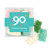 Personalized Milestones 90th Birthday Confetti JUST CANDY® favor cube with Sugar Sanded Gummy Bears