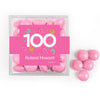 Personalized Milestone 100th Birthday Confetti JUST CANDY® favor cube with Just Candy Milk Chocolate Minis