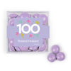 Personalized Milestone 100th Birthday Confetti JUST CANDY® favor cube with Just Candy Milk Chocolate Minis