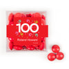 Personalized Milestone 100th Birthday Confetti JUST CANDY® favor cube with Just Candy Milk Chocolate Minis