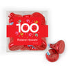 Personalized Milestone 100th Birthday Confetti JUST CANDY® favor cube with Hershey's Kisses